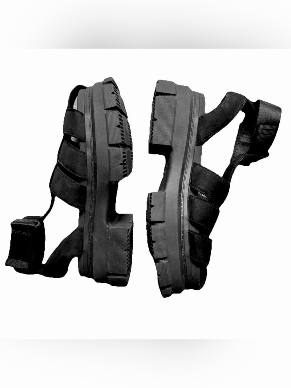 UGG black platform gladiator strappy chunky sandals summer goth edgy indie boho